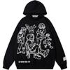 Oversized Hooded Sweatshirt Men Women Streetwear Loose Fit Graphic Print Long Sleeve Pullover Casual Jacket