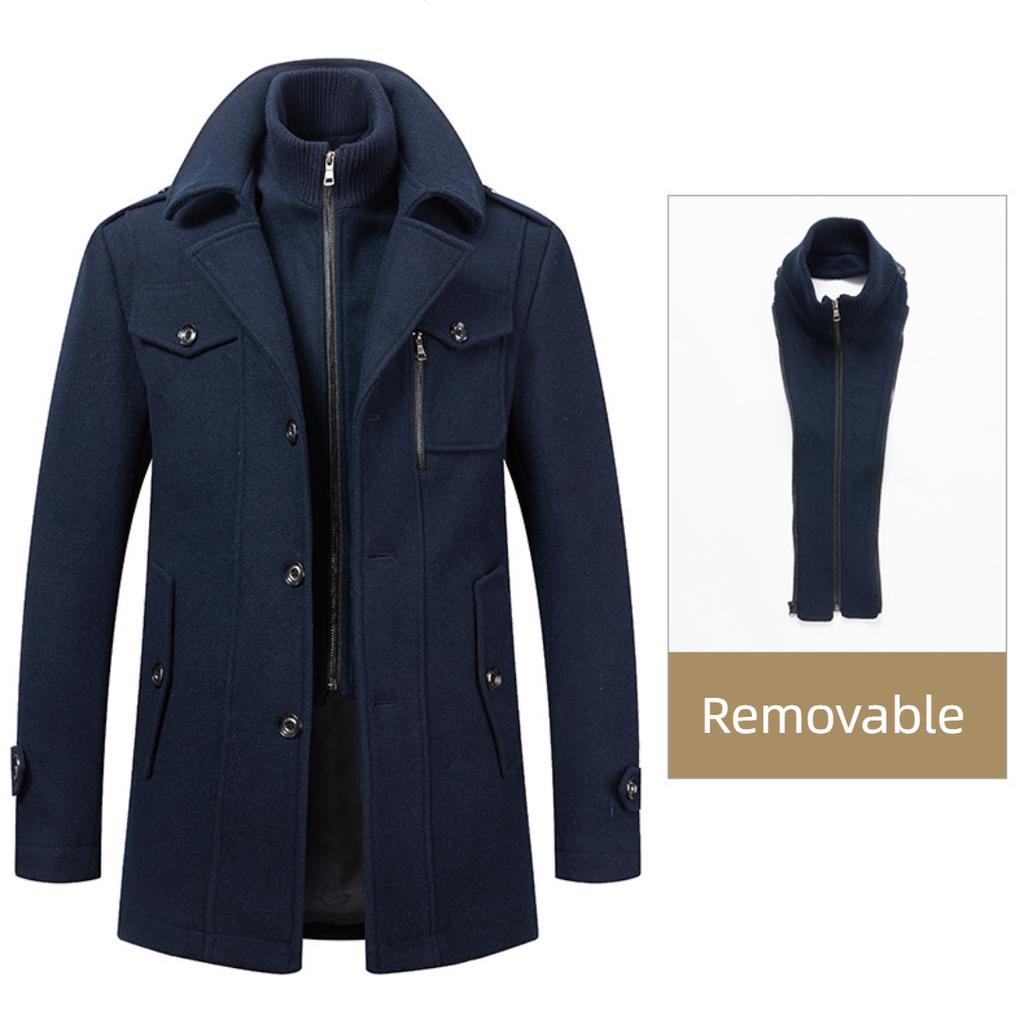 Herren Herbst und Winter Business Wollmantel Doppelkragen Kältebeständiger Herrenmantel Wollmantel für Herren