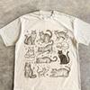 Vintage 90er Jahre Tattoo Katze T-Shirt, Retro Kätzchen Natur Shirt, Geschenk für Katzenliebhaber, Katzen im Weltall Unisex Entspanntes Erwachsenen Grafik-T-Shirt, Lustige Geschenke