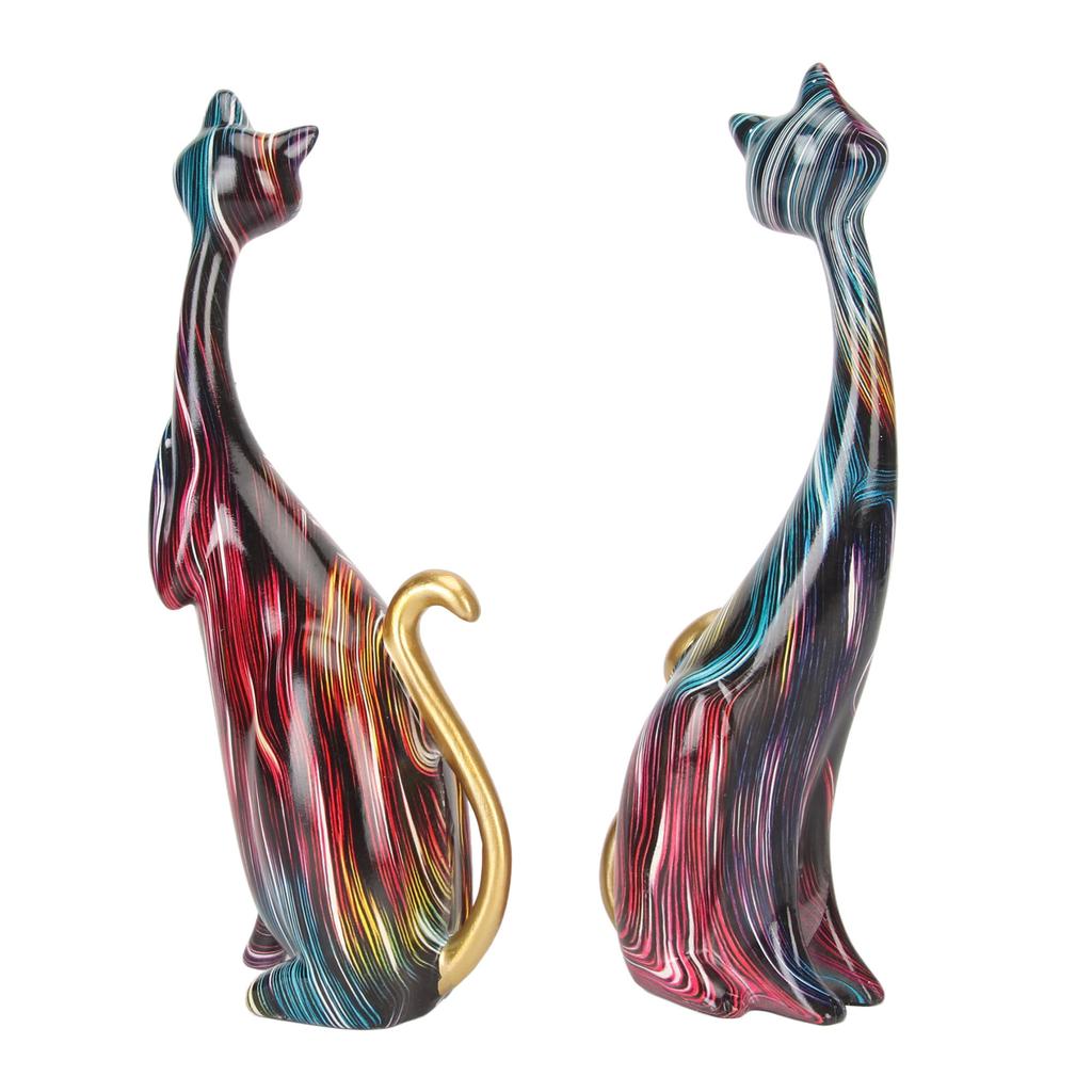 2 ks Sošky koček olejomalba Abstraktní pár Pryskyřičné figurky koček Kočičí socha do ložnice kanceláře