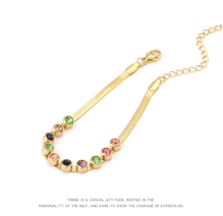 18K Gold-Colored Zircon Necklace & Bracelet Set: Stylish Clavicle Chain and Trendy Design for Women