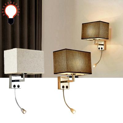 Moderne Indoor-LED-Wandleuchte Kreative Schlafzimmer-Nachttisch-Wandleuchte mit Schalter USB-Schnittstelle Hotel Stoff-Wandleuchte Bra