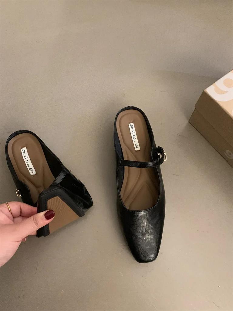 Women Flat Sandals Beach Mules Flat Slippers Shallow Purple Slides  Summer Casual Slippers Comfortable Design Pleated Shoes