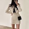 French Chic Pearl Button Tweed Skirt Set: Spring/Autumn 2026 Collection - Women's Round Neck Jacket & Short Skirt Two-Piece.
