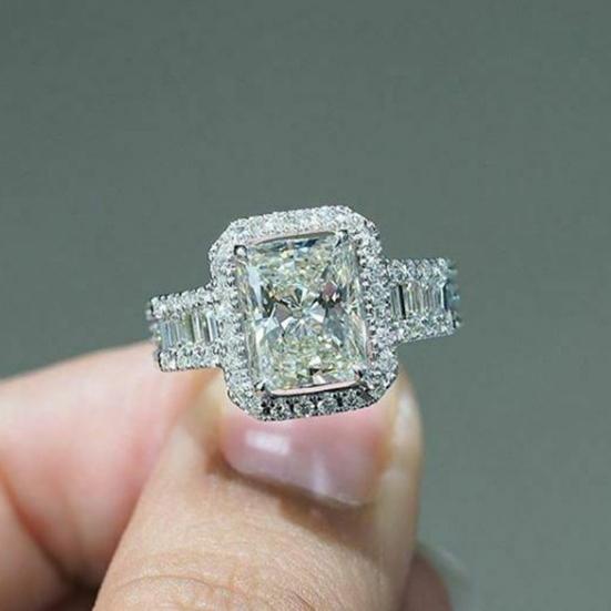 Wedding Band Shining Square Rhinestone Hypoallergenic Geometric Western Style Decorate Accessory Inlay Zircon Wide