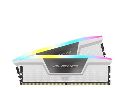 CORSAIR Stationær PC Hukommelse VENGEANCE RGB DDR5 Serie Intel XMP Hukommelsessæt 32GB Hvid x CMH32GX5M2B6400C32W DDR5-6400MHz (PC5-51200) [16GB 2]