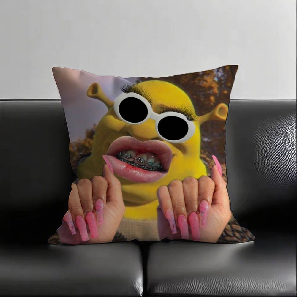 1pc Cute Funny S-Shrek Pillow Case Fashion Square Pillowcase Bedroom Sofa Room Ins Decoration Leisure