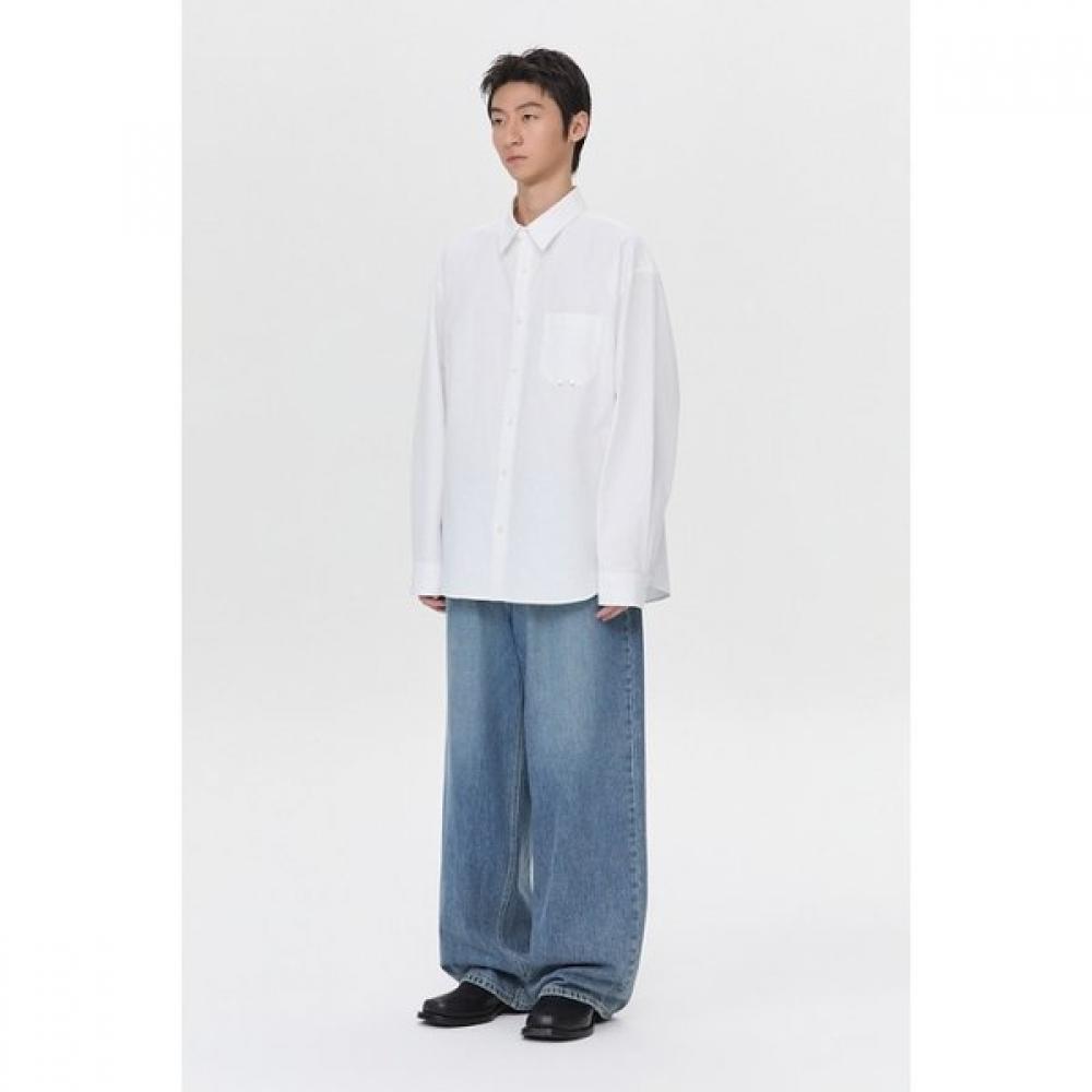Customellow Oversized Fit Solid Shirt White C9sam26204whx