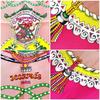 [USED]It HERMES Carre 90 Scarf and 90x90 Pink Lime Green Silk E1 [Buy Now] [PAPEROLES (Paperoles/Carriage Nobleman)] 100%