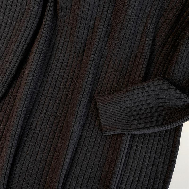 Übergröße Gestricktes V-Ausschnitt Langkleid - Koreanische Mode, Herbst/Winter, Lockere Passform, 3XL