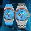 Rhinestone Set Bezel Design Men Automatic Steel Mechanical Watch Tourbillon Luminous Waterproof Men's Wrist Watch