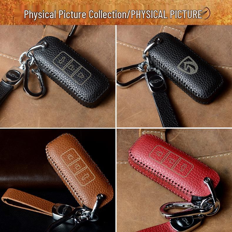 Baojun Car Key Case - Genuine Leather Shell for 730, 510, 530, 360, 560, 310W Models. Durable & Stylish for Women.