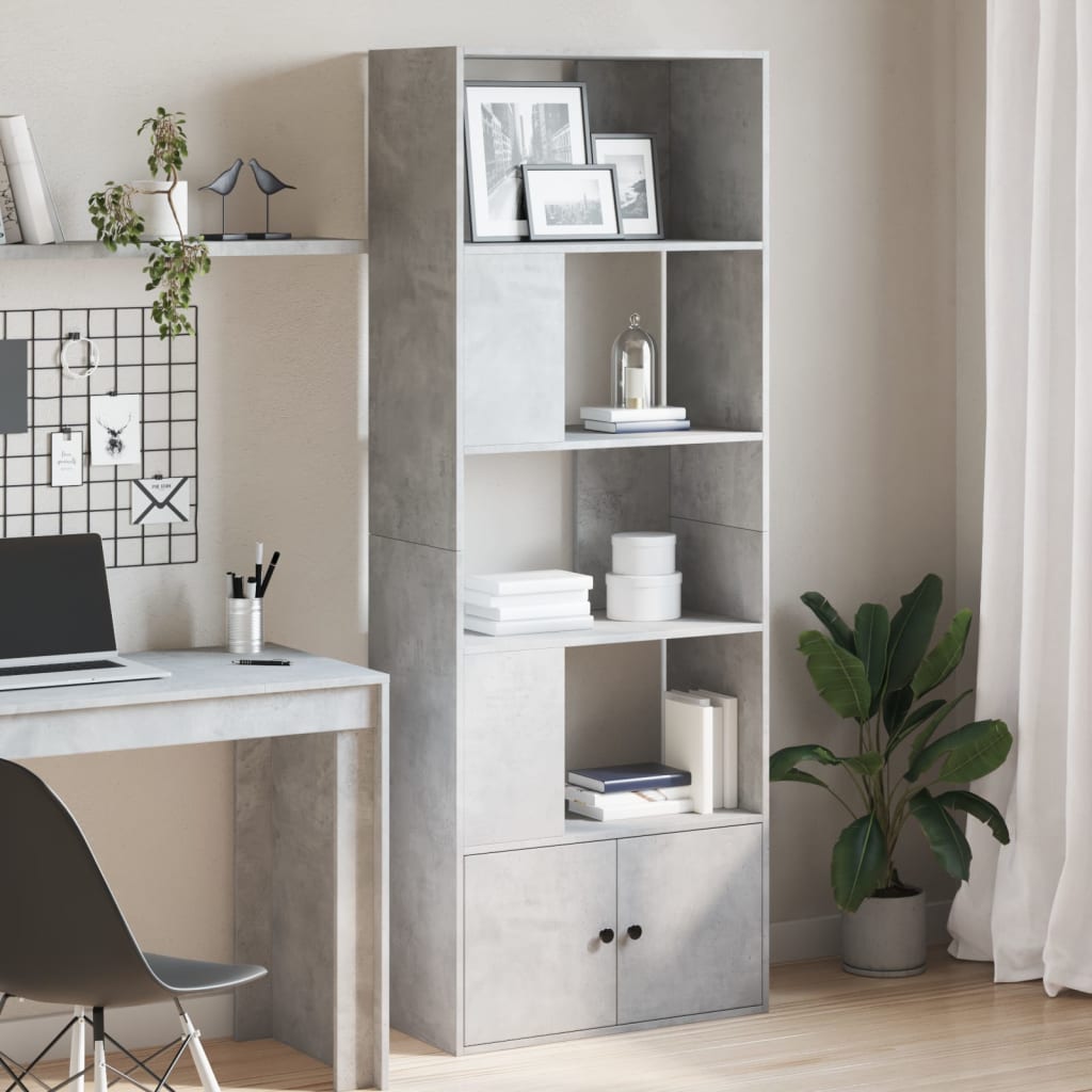 Bookshelf Concrete Grey 70x36x189 cm Engineered Wood