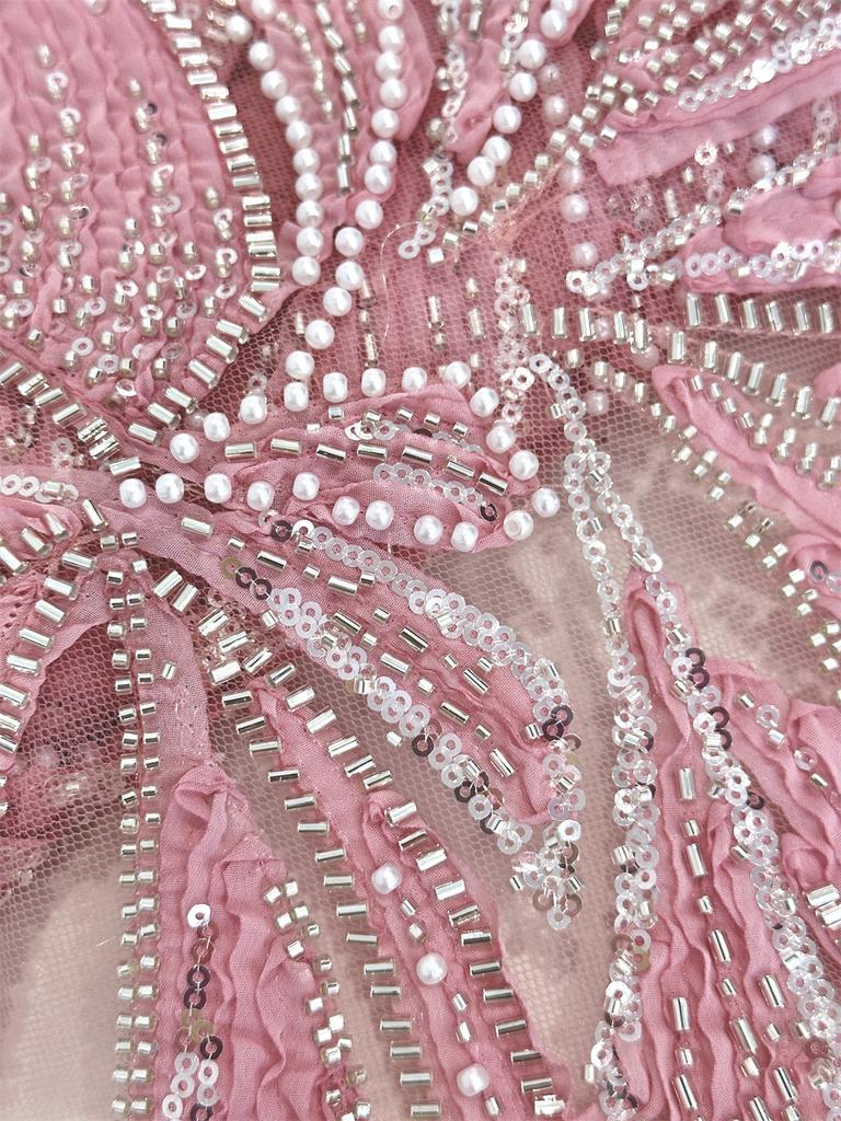 African 3D Flowers Sequin 2025 Latest Hot On Sale African French Party Lace Fabric Tulle Nigerian Beads Fabric For Wedding Dress