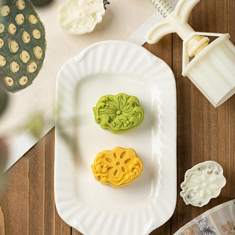 Cake Molds Dessert Press Tool Lotuses Root/Leaf Shape 50g Pastry Tool ABS Texture Pastry Moulds Baking Supplies for Cake