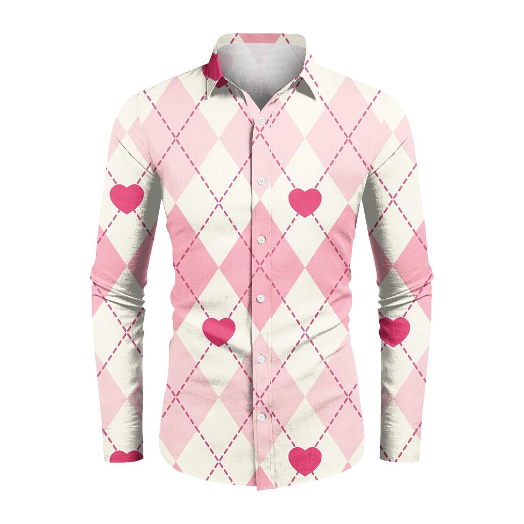 Men'S Casual Loose Fitting Long Sleeved Shirt Fashionable Lapel Shirt Top