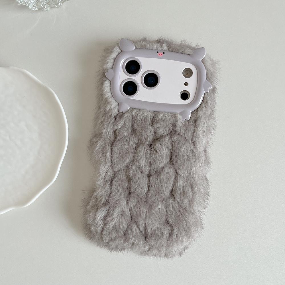 Lustige 3D Winter Warme Künstliche Nerzfell Weiche Handyhülle Für iPhone 13 14 15 Plus 16 17 Pro Max Niedliche Stoßfeste Rückseite
