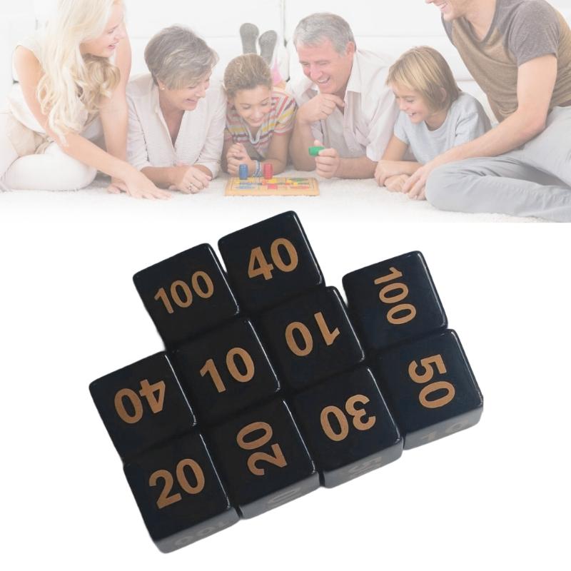 10Pcs Acrylic 6 Sided Round Corner Dices Mult Sided Table Game Dices Math Counting Teaching Tool Mahjong Accessories
