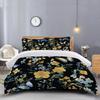 Black Background Floral Butterfly Shadow Printing Quilt Cover Pillowcase 3D Digital Printing Three-Piece Set