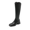 FOREADA Women Knee High Boots Square Toe Thick Mid Heels Long Boot Zipper Western Gogo Boots Lady Fashion Shoes Autumn Winter 43