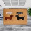 Dachshund "Welcome" Speech Bubble Coir Doormat for Living Room Kitchen Indoor Entryway Washable Rug Cute Dog Decor  Non-coir
