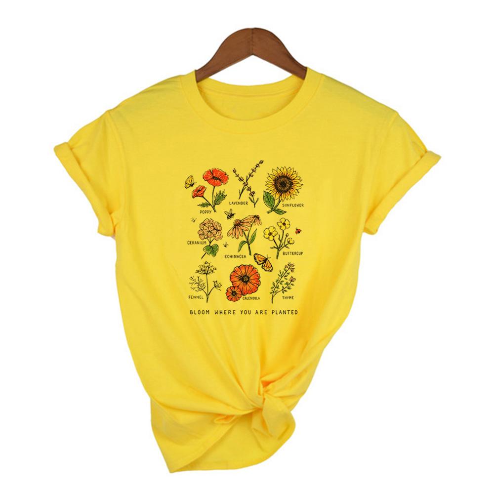 Bloom Where You Are Planted T Shirt Sunflower Aesthetic Women T Shirt Tees Ulzzang Tops Graphic 3XL