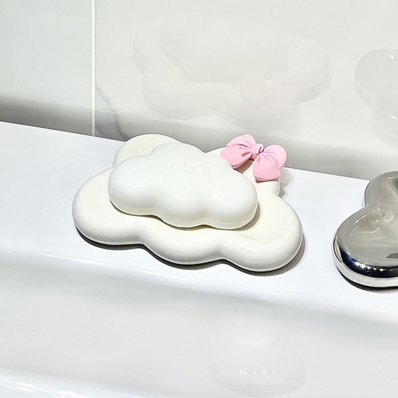 Ceramic Cloud Soap Dish Holder Drain Portable Home Bathroom el Soap Box Tray Bathroom Accessories Crafts Gift