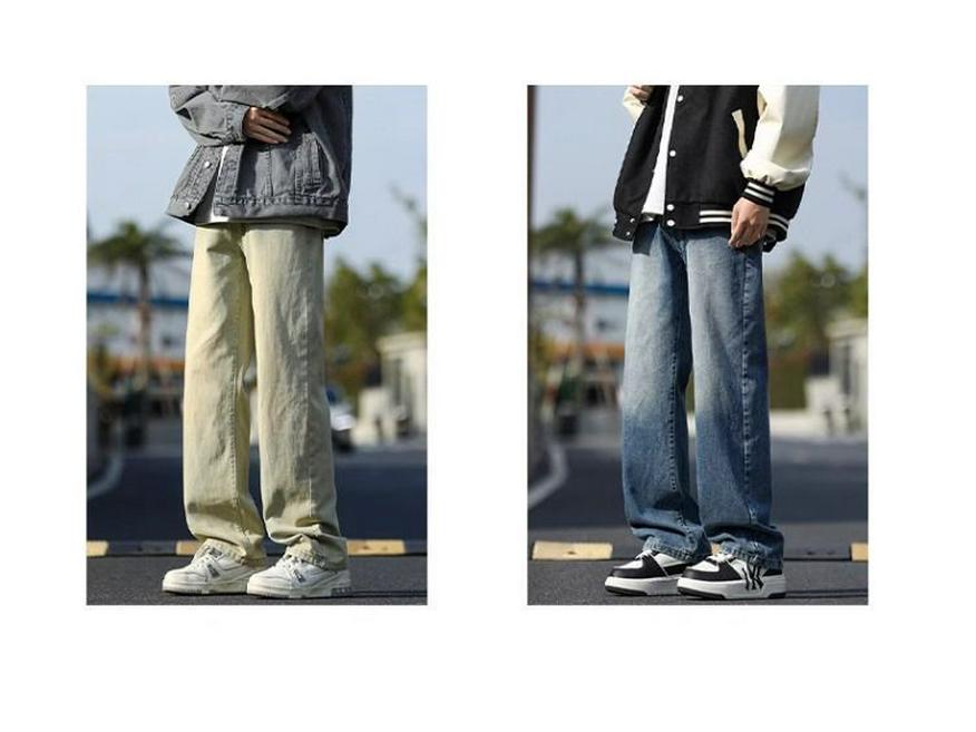 Retro americké pánské volné džíny s rovnými nohavicemi high street