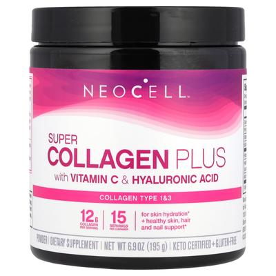 Super Collagen Plus with Vitamin C & Hyaluronic Acid, 195g (6.9oz)
