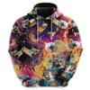 Men's Funny Cat And Pizza Graphic 3D Hoodies Fashion Men Women Long Sleeve Hooded Anime Sweatshirt Pullover Oversized Streetwear