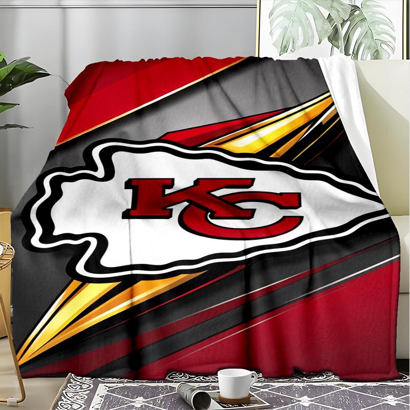 1PC City Chiefs Emblem Printed Soft Flannel Blanket Throw for Adult Bedroom Living Room Sofa Camping Travel Fan gifts Christmas Gifts
