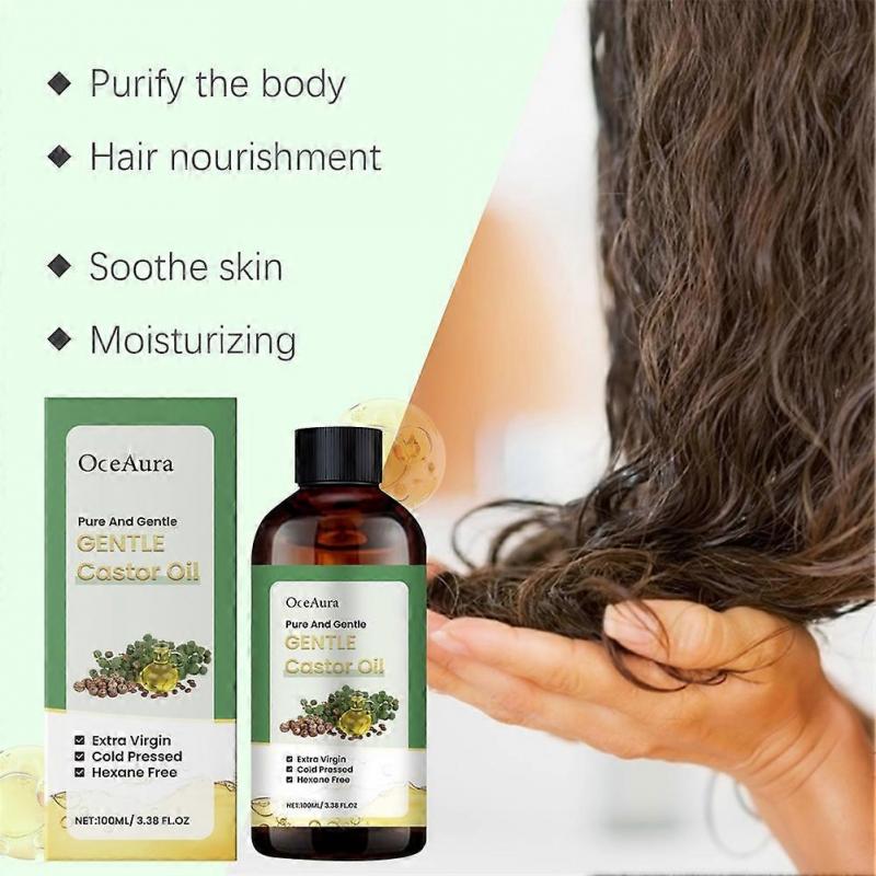 Natural Organic Castor Oil for Hair Growth, Cold Pressed Castor Oil for Hair Growth, Thicker Lashes & Fuller Brows