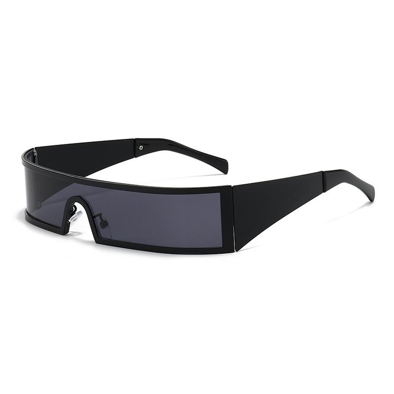 YK millennial futuristic punk style rectangular one-piece sunglasses men and women round face hip-hop mechanical sunglasses