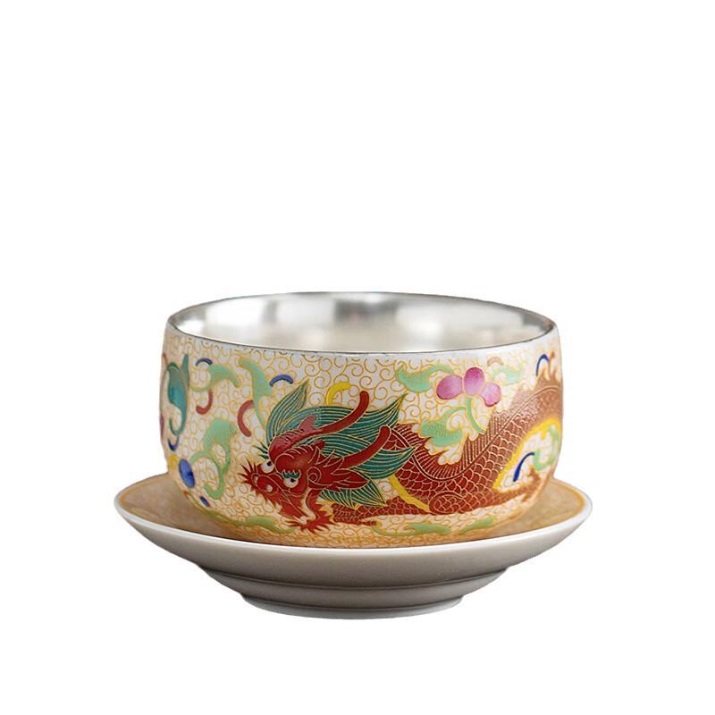 Chaxun Silver Teacup with Gold Wire Inlay