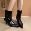 Pointed Toe Women's Ankle Boots Elegant Mid Heels Leather Shoes  Winter Chelsea Boots Pumps Walking Trend Fad Mujer Botas