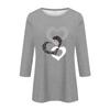 Women's Fashion Casual Round Neck 3/4 Sleeve Loose  Printed T-Shirt Ladies Top
