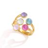 Wanxing 18K Gold Plated Stainless Steel Colorful Rhinestone Multi-layer Open Round Ring - Women's Classic Style