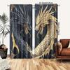 2pcs Black & Gold Dragon Print Curtains – Art Deco Style   Light Filtering & Fade Resistant for Bedroom   Living Room & Office