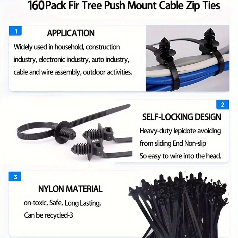 160 Stück Wellrohr-Kabelbaum-Clips für den Motorraum 5 Größen Wiederverwendbare Kabelclips Motorraum