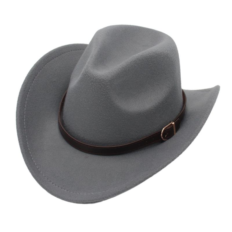 Western Cowboy Hat Upturned Belt Accessories Felt Hat Tibetan Hat Ethnic Style Wear Performance Cashmere Jazz Hat