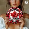 Happy Canada Day Red Maple Leaf Round Metal Sign D Flat Printed Patriotic Art Tin Plaque D Effect Design with Canadian Flag