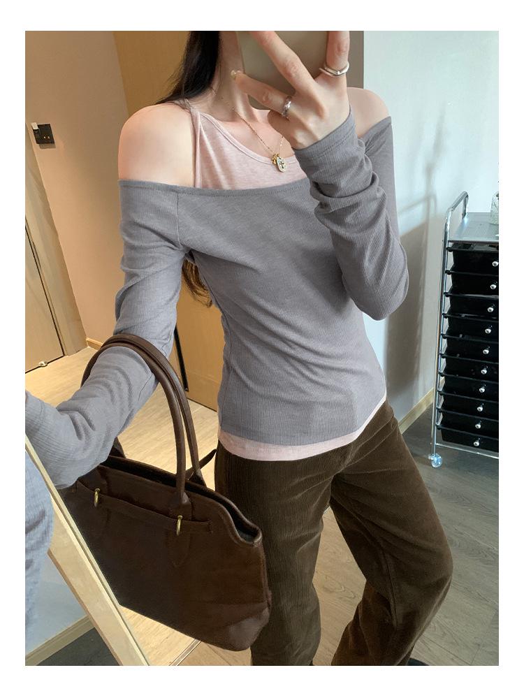 Petite Off-Shoulder Two-Piece Style Women's Spring 2026 T-Shirt