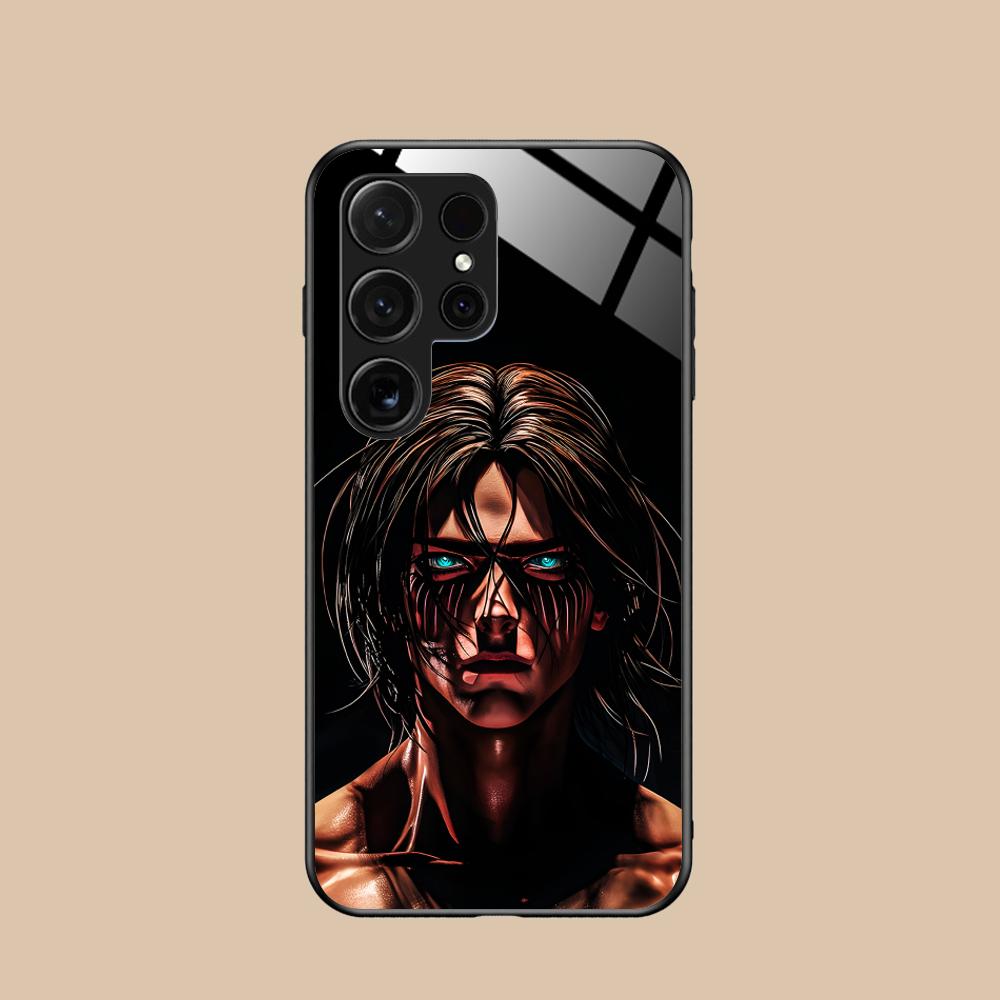 AOT Eren Yeager Glass Mobile Phone Case for Samsung Galaxy A56 55 54 53 52 51 36 35 34 23 16 15 5G Colorful Cover