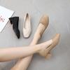 Square Head Single Shoes Women's Thick Heel Professional Temperament Flight Attendant Shoes Are Comfortable and Not Tired of Standing for a Long Time