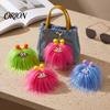 Plush Creature Keychain Long Haired Keychain, Cartoon Plushie Bag Charm, Decorative Charm Furry Keyring Pendant for Backpacks Handbags Keys
