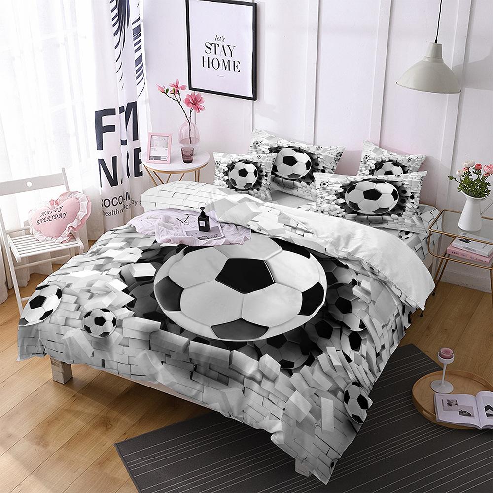 Football Basketball Sports Quilt Cover Bedding Digital Printing Home Textiles Three-Piece Set
