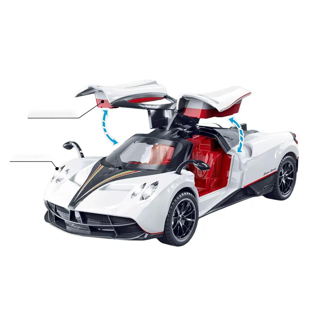 1:32 car spray sports car model with sound and light, manual door opening - ideal gift and fun toy inertia toy light music
