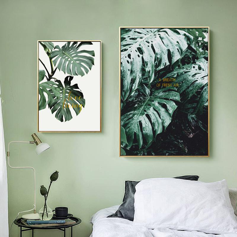 Nordic Kreative Englisch Blätter Grüne Pflanze Leinwand Malerei Kunst Abstrakte Druck Poster Bild Wand Wohnzimmer Studie Dekoration