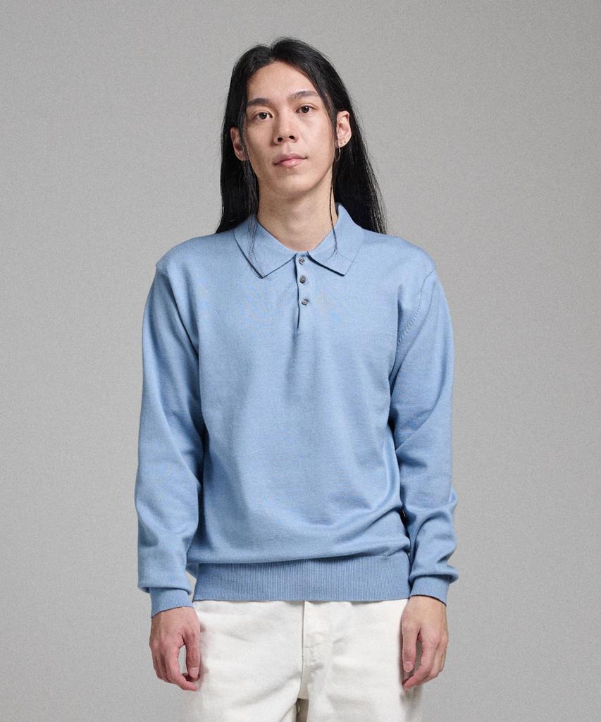 ANALOG MOOD Semi-Collar Neck Knit (Light Blue)