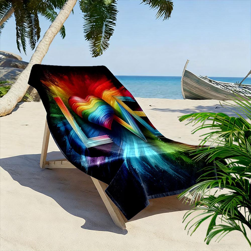 Radiant rainbow love Print beach towel, quick drying, suitable for travel, outdoor sports, jogging, the beach and swimming, gift
